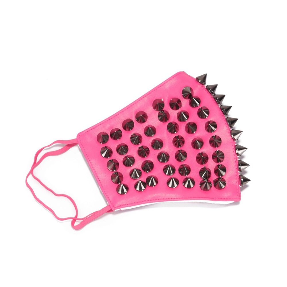 Neon Pink Spiked Face Mask - Picture 4 of 5